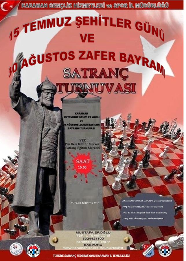 Karaman 15 Temmuz Şehitler Günü ve 30 Ağustos Zafer Bayramı Turnuvası