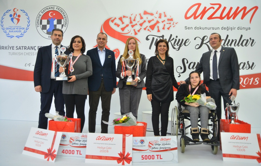 Kadınlar’da Şampiyon IM Ekaterina Atalık, 2. WGM Kübra Öztürk, 3. Handenur Şahin