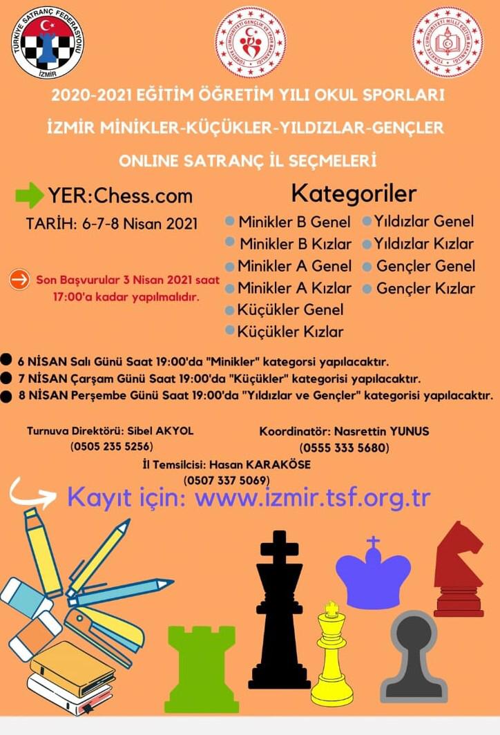 İzmir Okul Sporları İl Seçmeleri Online Satranç Turnuvası