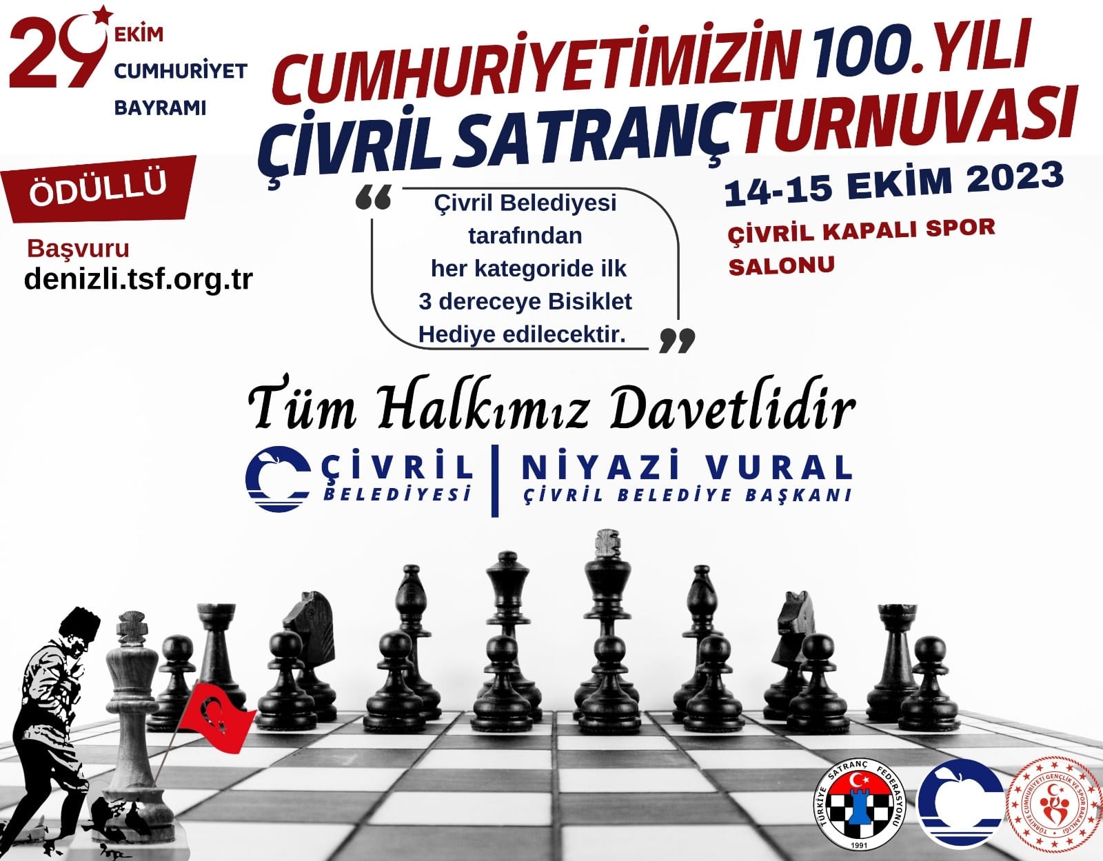 Denizli 29 Ekim Cumhuriyet Bayramı Satranç Turnuvası 14-15 Ekim