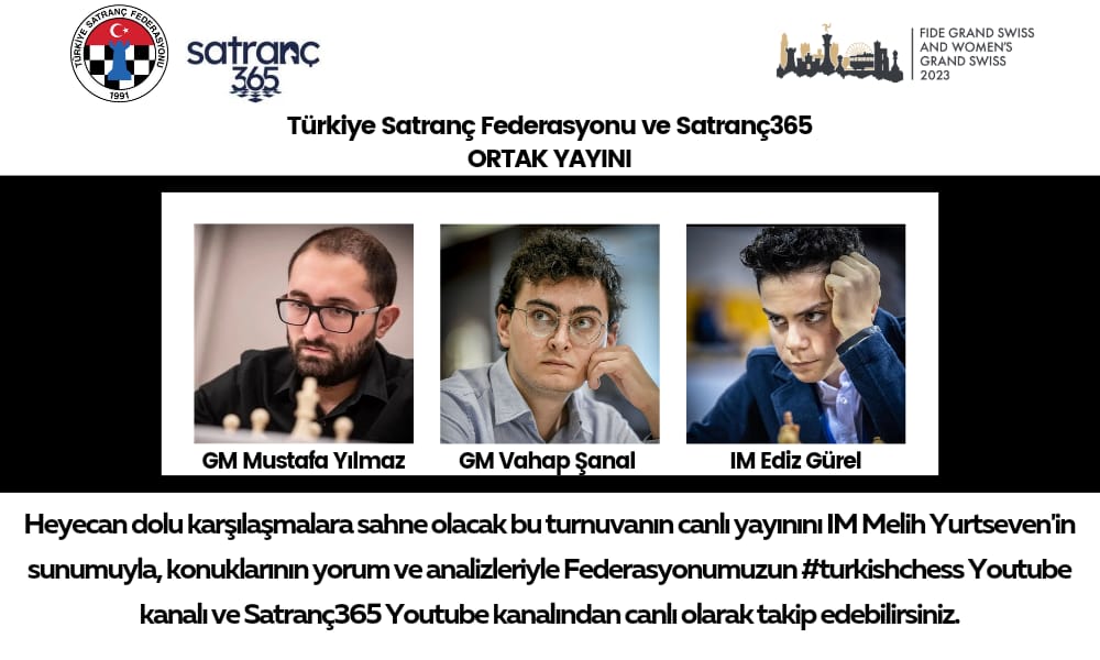 GM Yılmaz, GM Şanal ve IM Gürel 2023 Grand Swiss'de