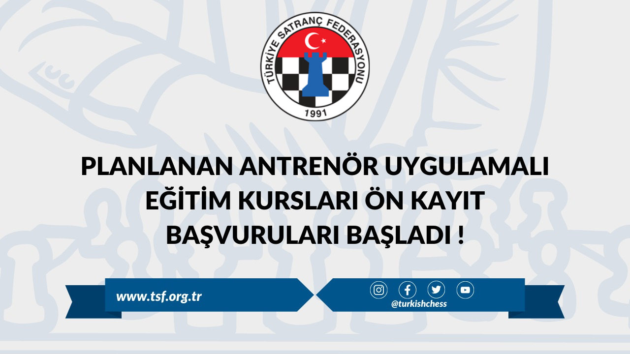 Planlanan Antrenör Uygulamalı Eğitim Kursları Ön Kayıt Başvuruları Başladı