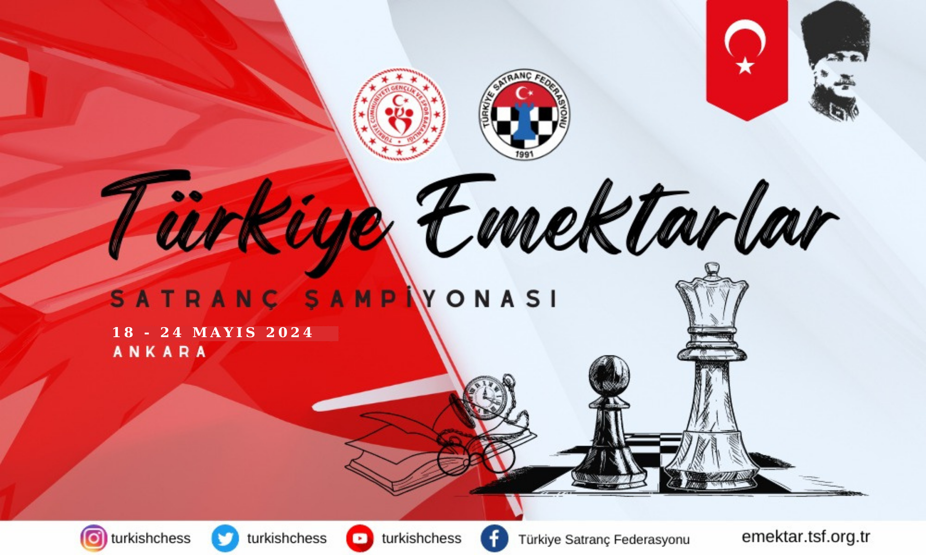 Türkiye Emektarlar Satranç Şampiyonası 18 – 24 Mayıs’ta Ankara’da