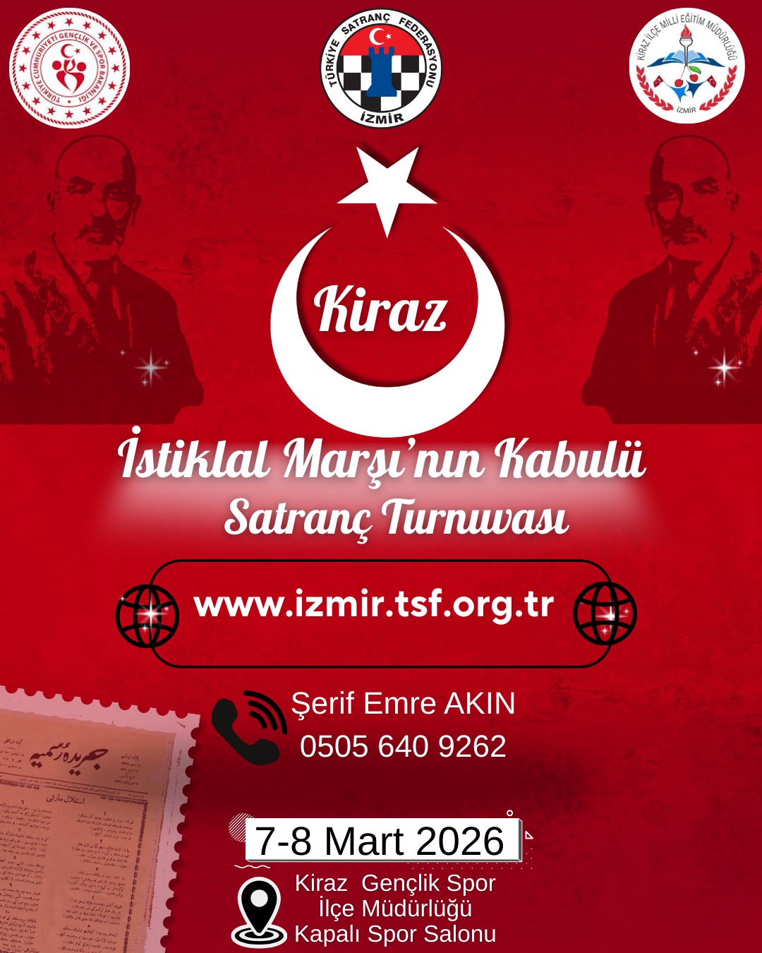 Kiraz İstiklal Marşı'nın Kabulü Satranç Turnuvası