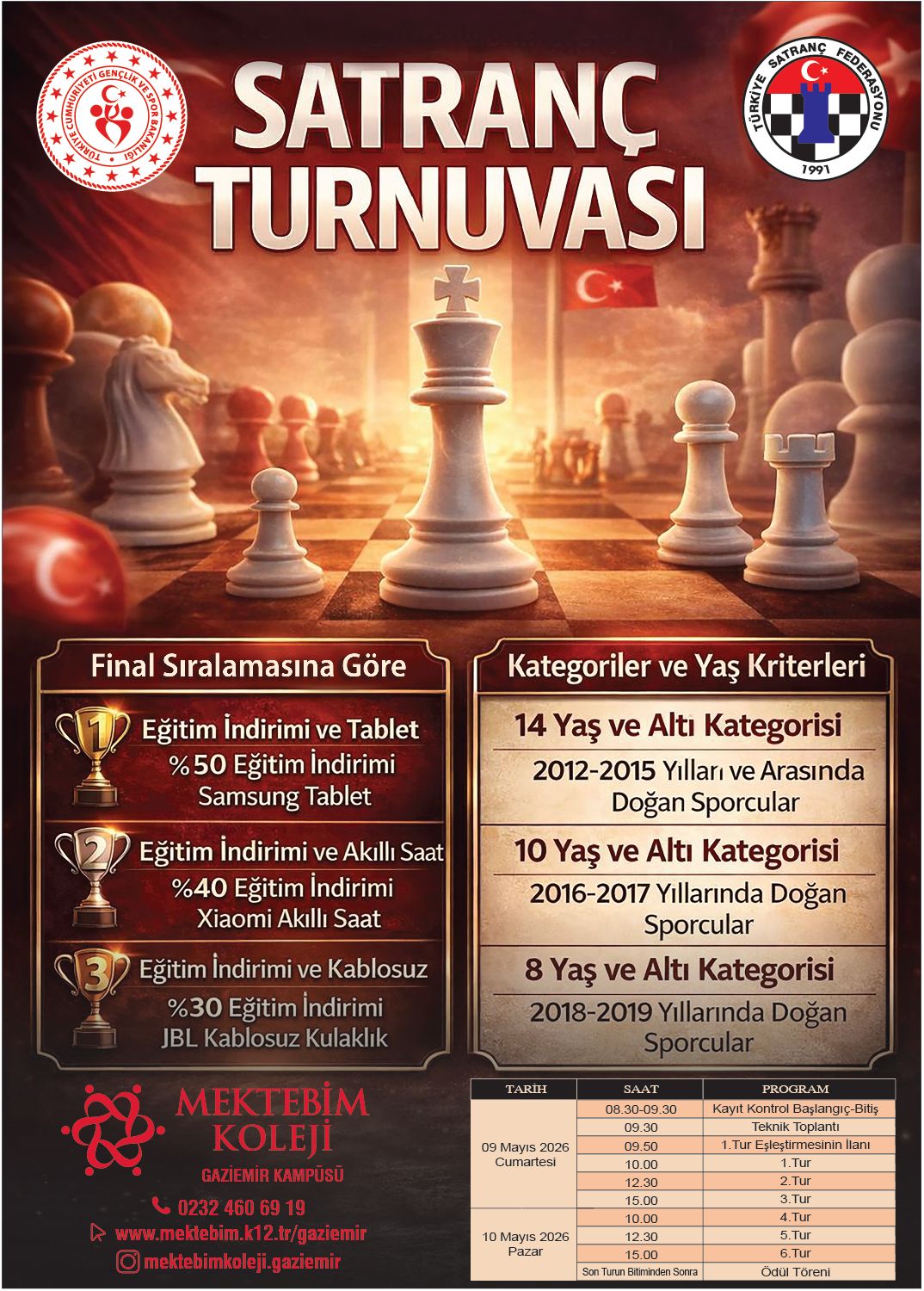 Mektebim Koleji Gaziemir Kampüsü Bahara Merhaba Satranç Turnuvası