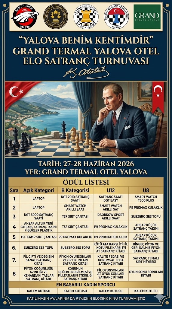 Yalova Benim Kentimdir ELO Satranç Turnuvası