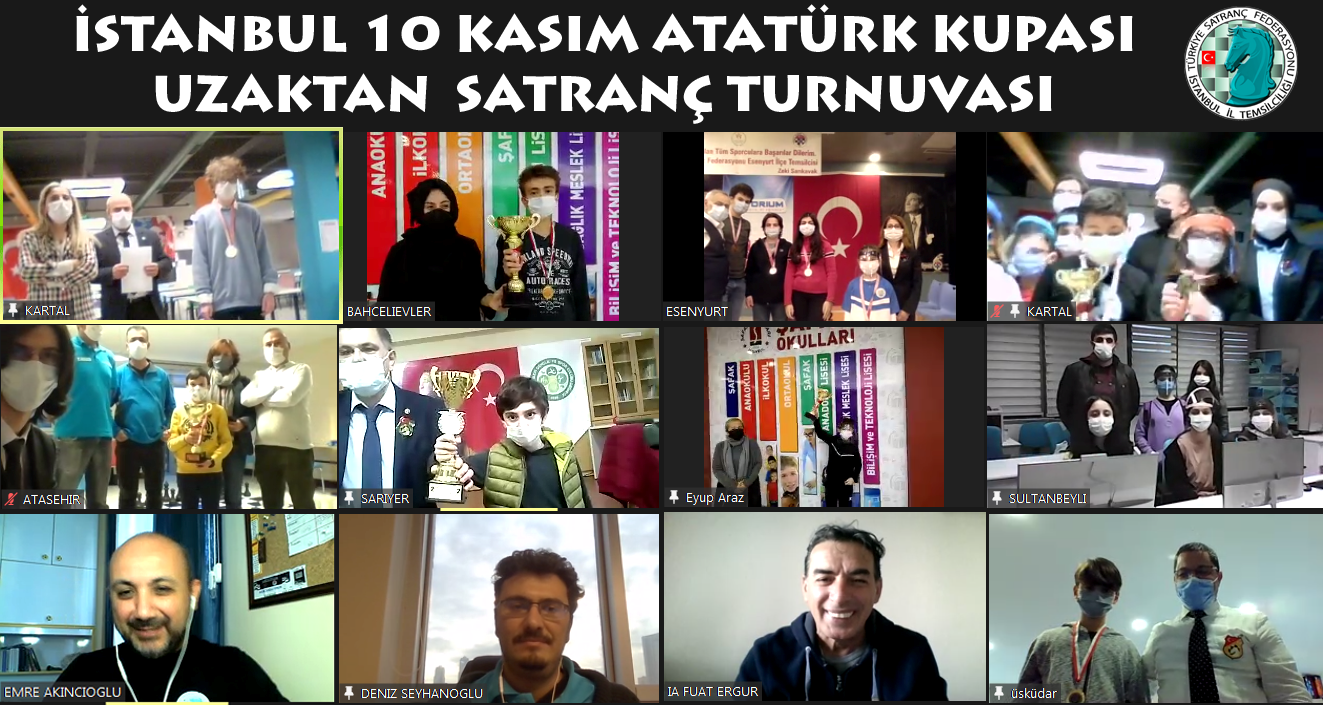 İstanbul'da 10 Kasım Atatürk Kupası Uzaktan Satranç Turnuvası Düzenlendi