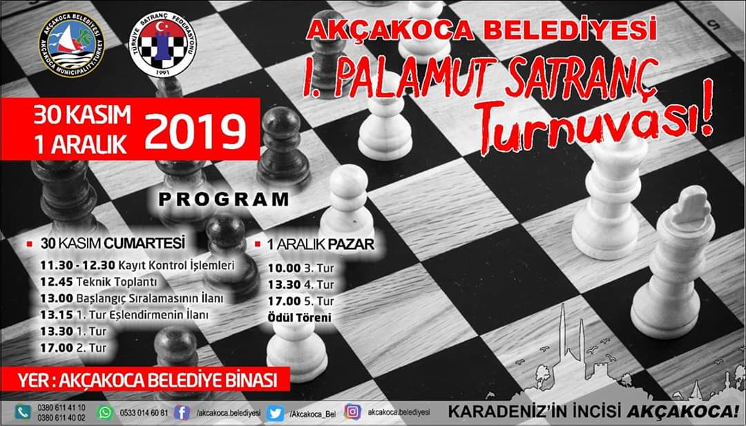 Düzce-Akçakoca 1. Palamut Festivali ELO Satranç Turnuvası