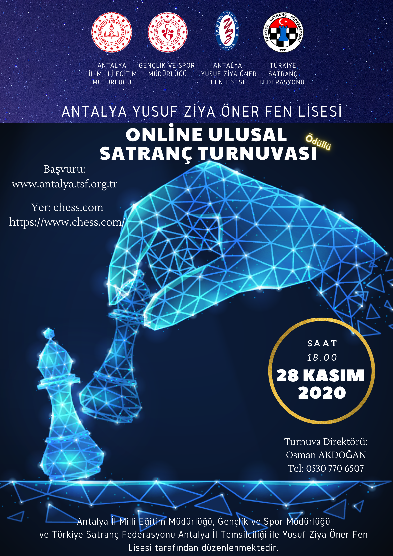 Antalya Yusuf Ziya Fen Lisesi Ödüllü Online Ulusal Satranç Turnuvası