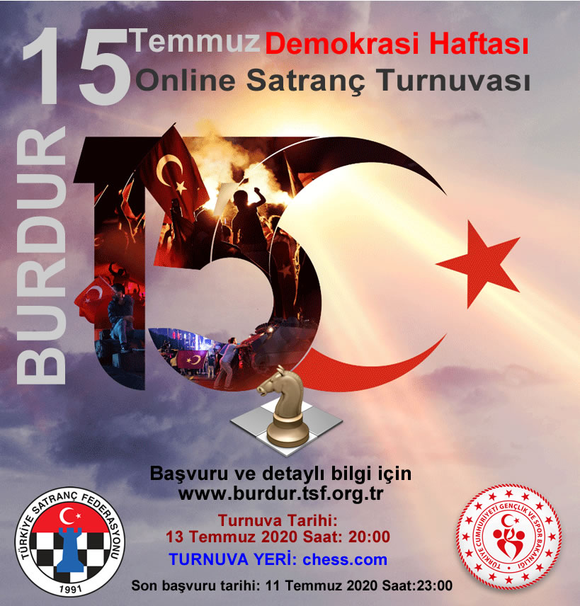 Burdur 15 Temmuz Demokrasi Zaferi ve Şehitler Günü Satranç Turnuvası