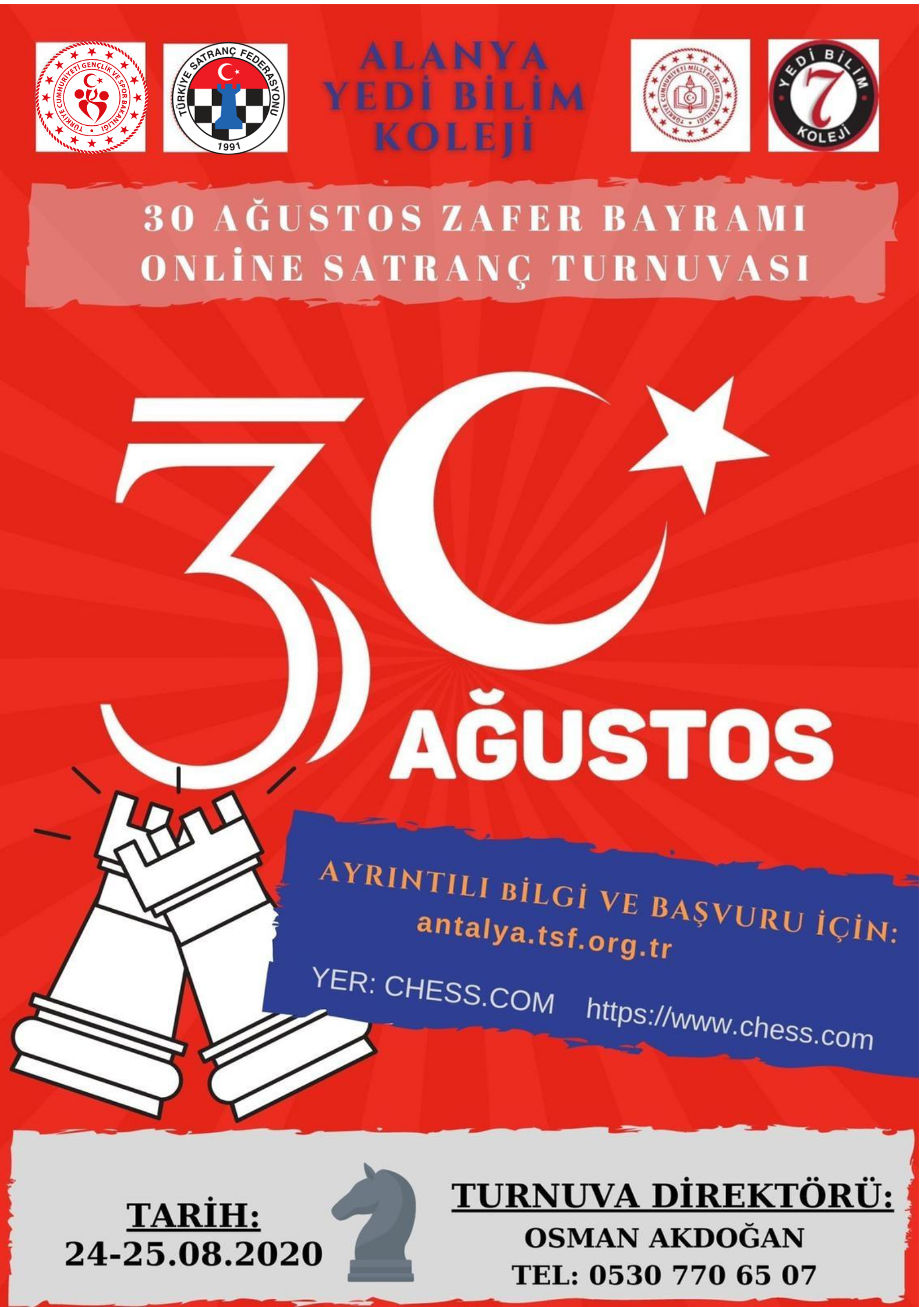 Alanya Yedi Bilim Koleji 30 Ağustos Zafer Bayramı Online Satranç Turnuvası