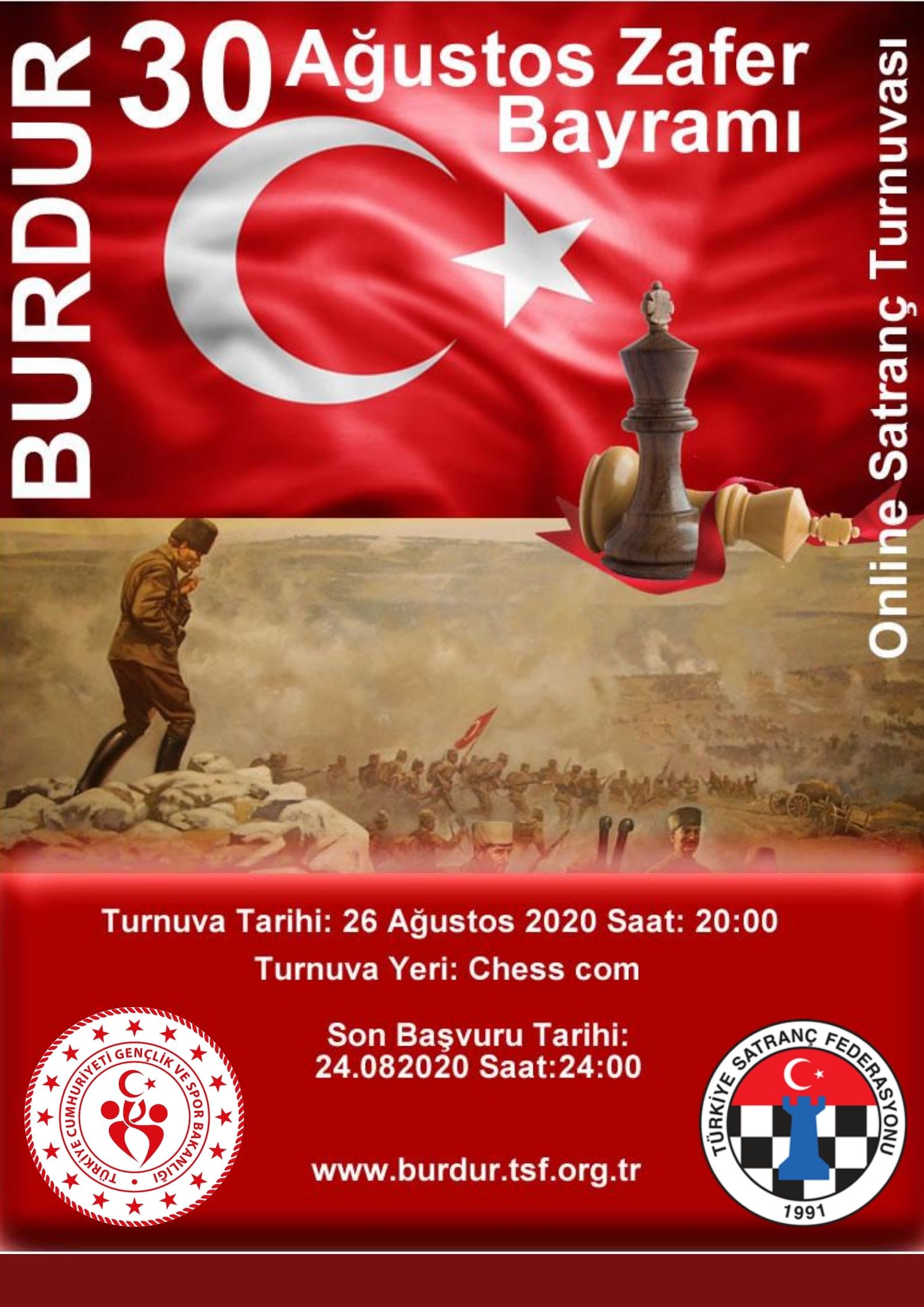 Burdur 30 Ağustos Zafer Bayramı Yıldırım Online Satranç Turnuvası