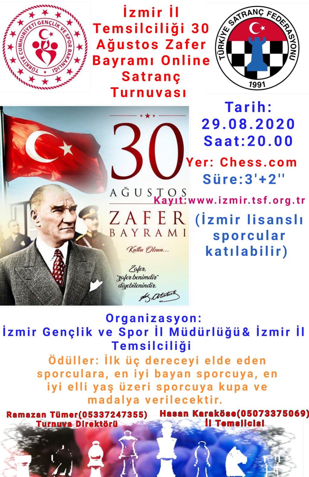 İzmir 30 Ağustos Zafer Bayramı Online Satranç Turnuvası