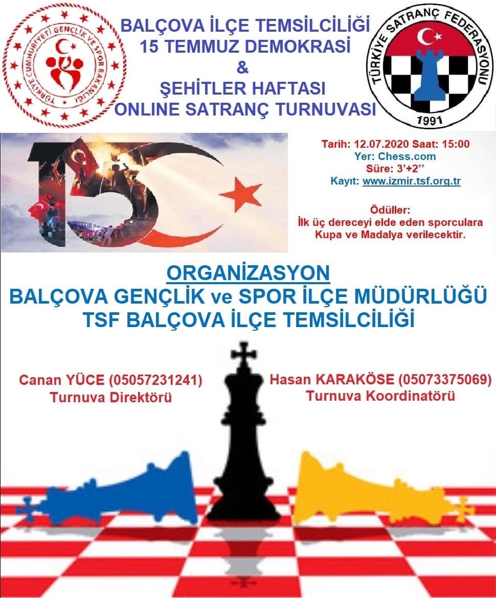 Balçova15 Temmuz Demokrasi ve Şehitler Haftası Online Satranç Turnuvası