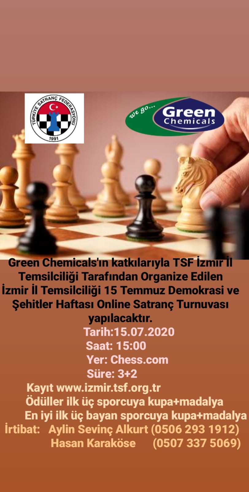 İzmir 15 Temmuz Demokrasi ve Şehitler Haftası Online Satranç Turnuvası