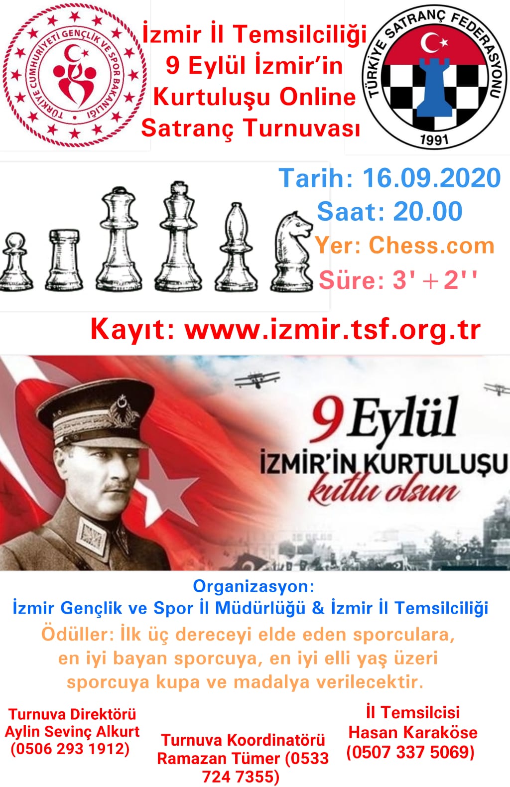 9 Eylül İzmir'in Kurtuluşu Online Satranç Turnuvası