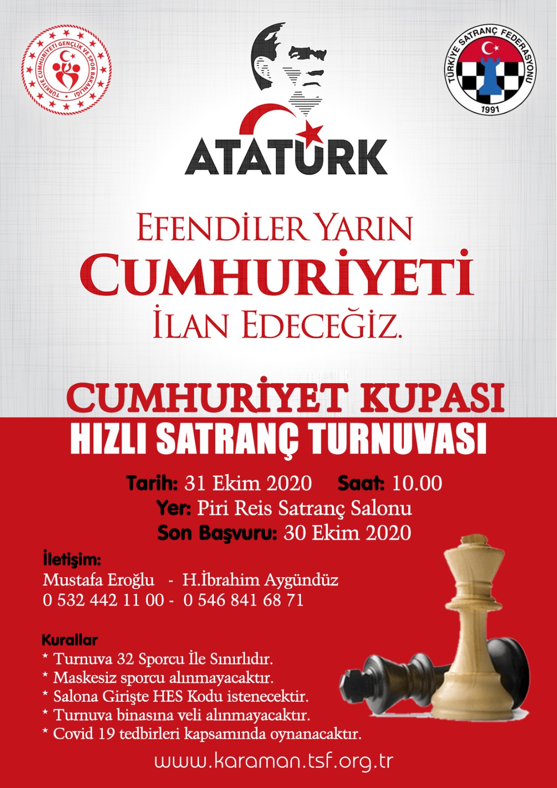 Karaman Cumhuriyet Kupası Hızlı Satranç Turnuvası