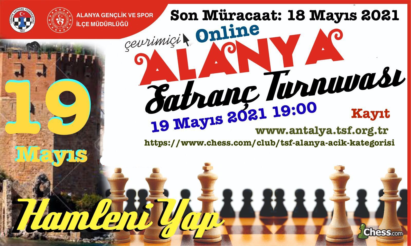 Alanya19 Mayıs Atatürk'ü Anma, Gençlik ve Spor Bayramı Online Satranç Turnuvası