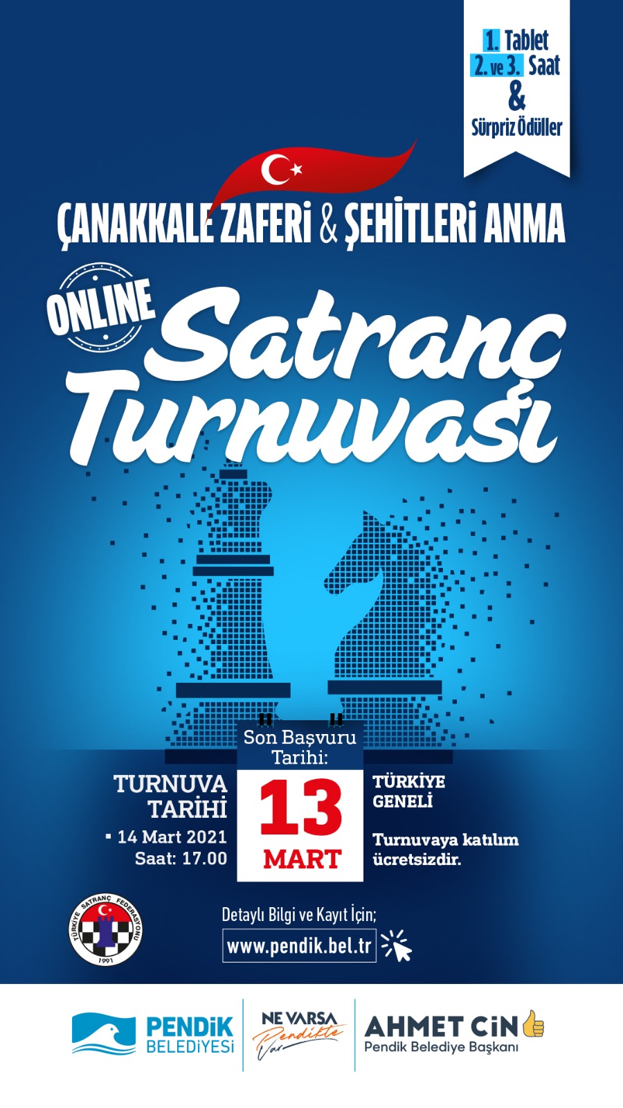 Pendik Belediyesi Çanakkale Zaferi ve Şehitleri Anma Online Satranç Turnuvası