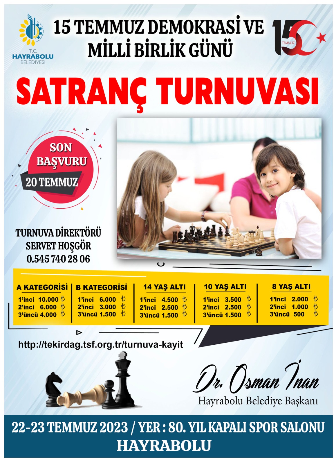 Tekirdağ 15 Temmuz Demokrasi ve Milli Birlik Günü Satranç Turnuvası