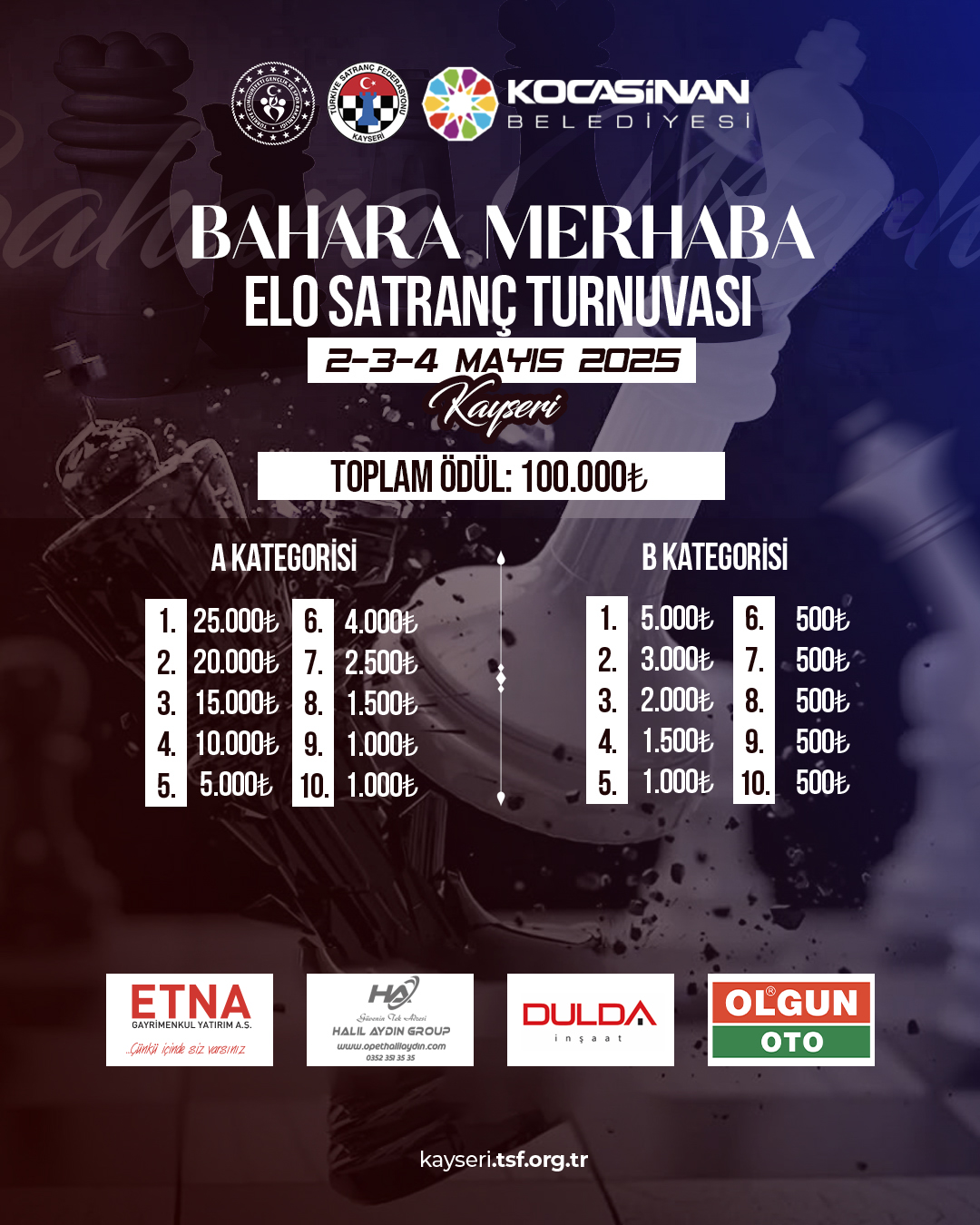 Kayseri Bahara Merhaba Elo Satranç Turnuvası