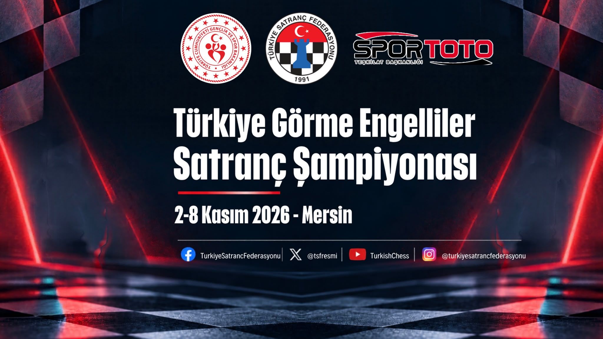 Türkiye Görme Engelliler Satranç Şampiyonası 2-8 Kasım’da Mersin’de